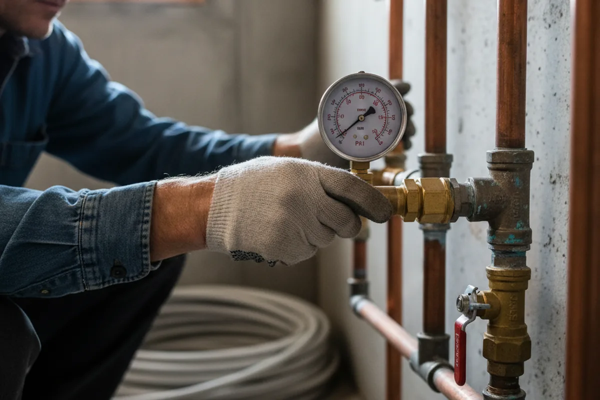 Pressure testing a repaired line during Water Line Repair in Waddy